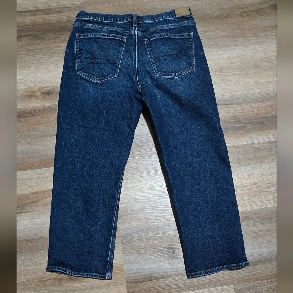 American Eagle Super Hi-Rise Ankle Straight Dark Wash Jeans Size 14 - Picture 1 of 12